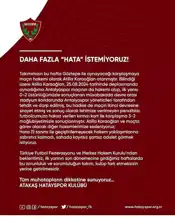 Hatayspor, Hakem Karaoğlan'a Tepkili!